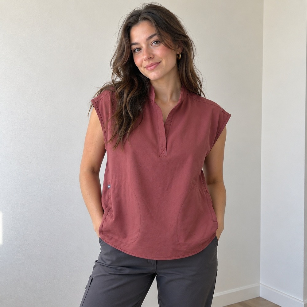 FIGS Rafaela Oversized Scrub Top Womens Large Mauve Pink Workwear Medical Dental